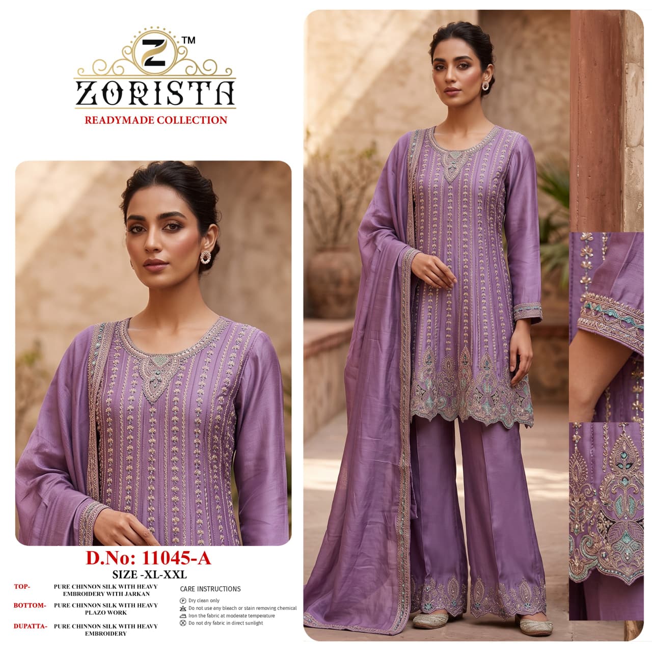 Design 11045 Abcd Zorista Chinnon Silk Pakistani Readymade Suits Manufacturer India
