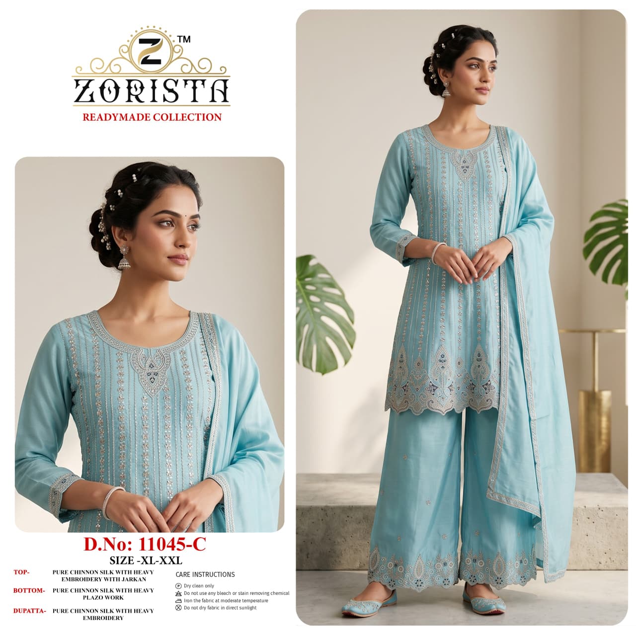 Design 11045 Abcd Zorista Chinnon Silk Pakistani Readymade Suits Manufacturer India