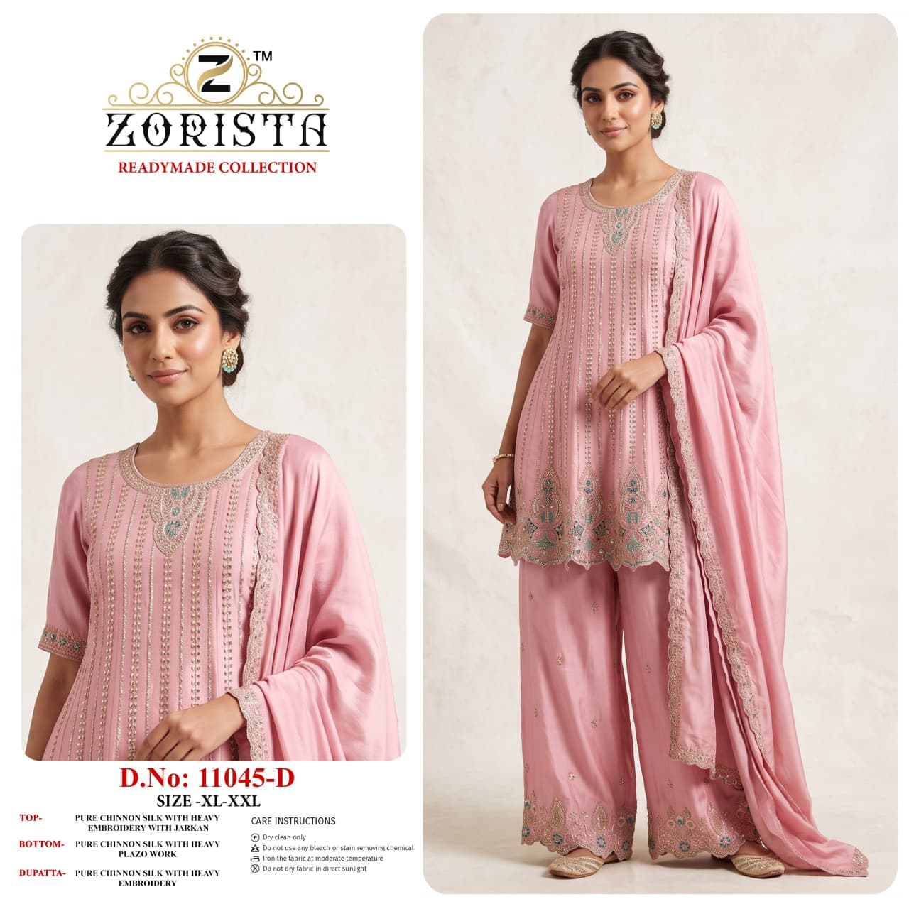 Design 11045 Abcd Zorista Chinnon Silk Pakistani Readymade Suits Manufacturer India