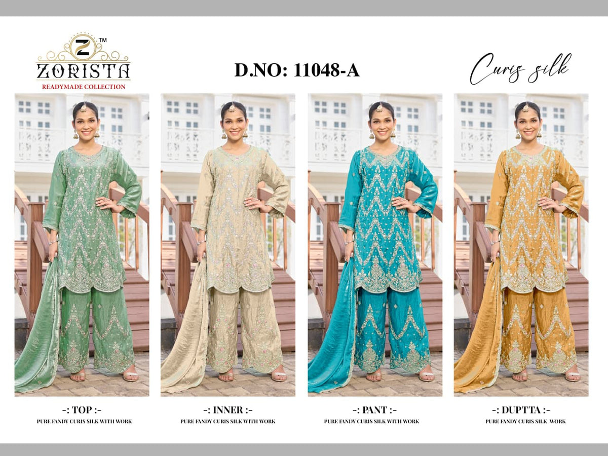 Design 11048A Zorista Fandy Pakistani Readymade Suits Wholesaler Ahmedabad