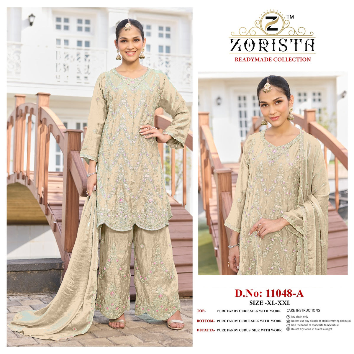Design 11048A Zorista Fandy Pakistani Readymade Suits Wholesaler Ahmedabad