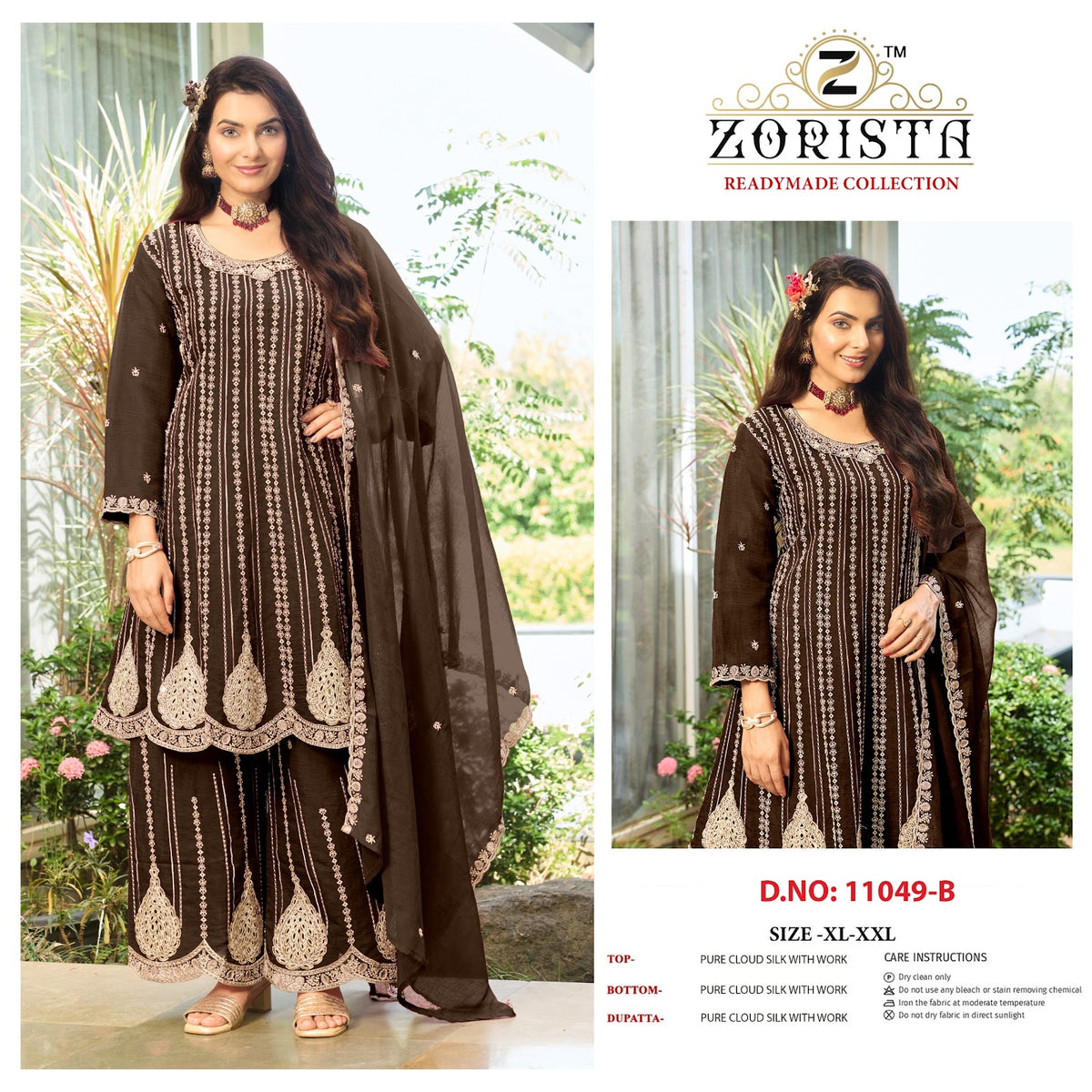 Design 11049 Abcd Zorista Cloud Silk Pakistani Readymade Suits Wholesale Price