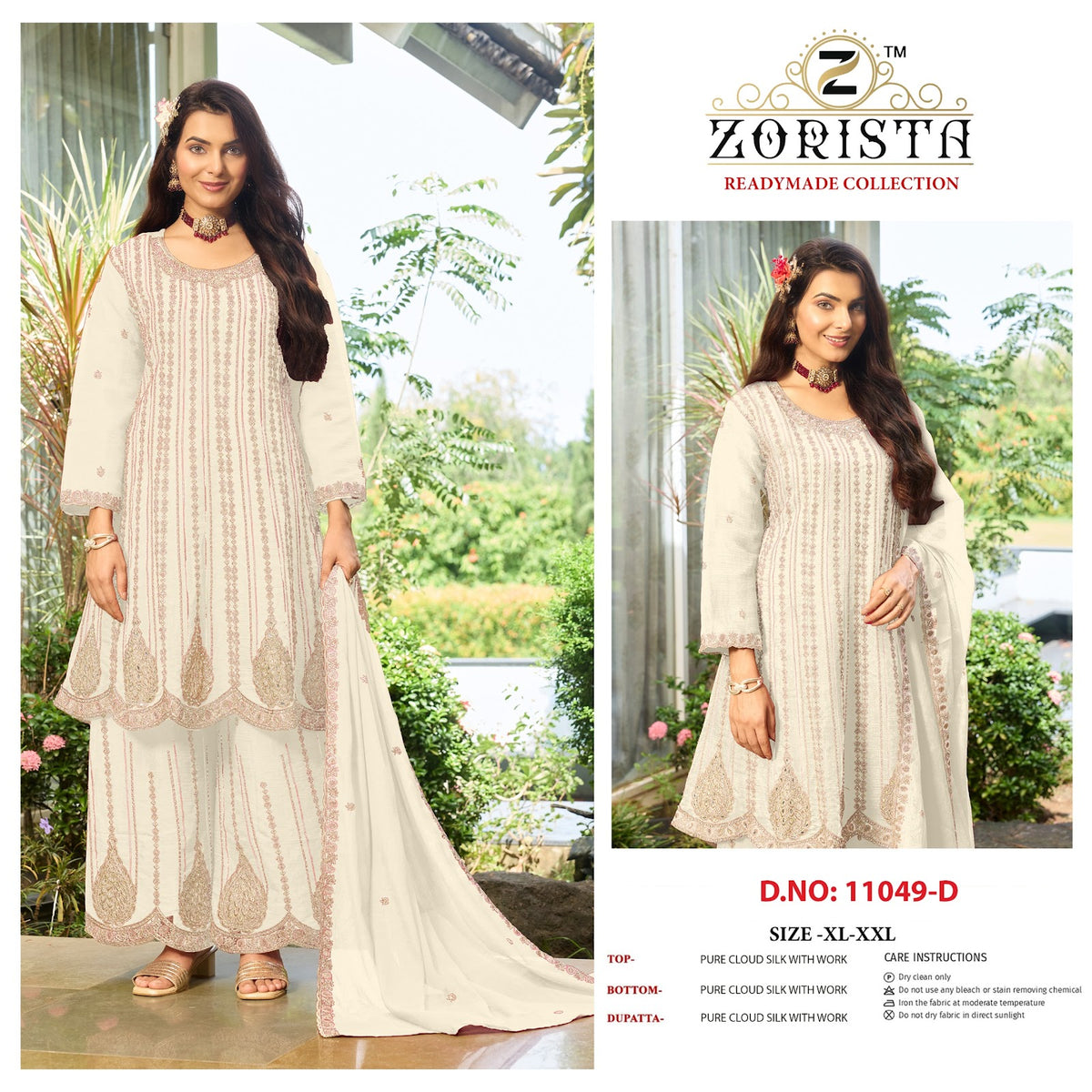 Design 11049 Abcd Zorista Cloud Silk Pakistani Readymade Suits Wholesale Price