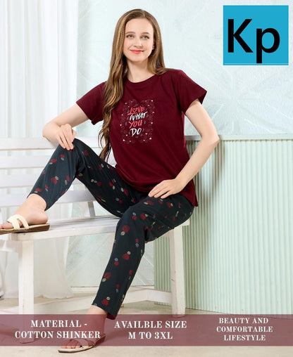 Design 1105 Kp Cotton Pyjama Night Suits Manufacturer Ahmedabad