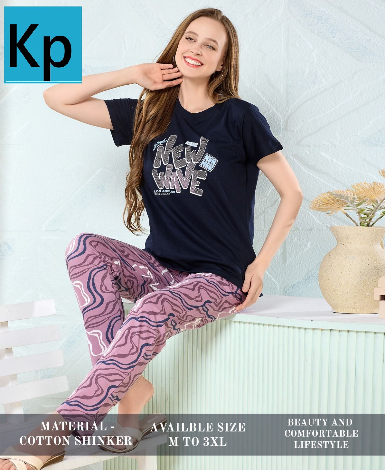 Design 1105 Kp Cotton Pyjama Night Suits Manufacturer Ahmedabad