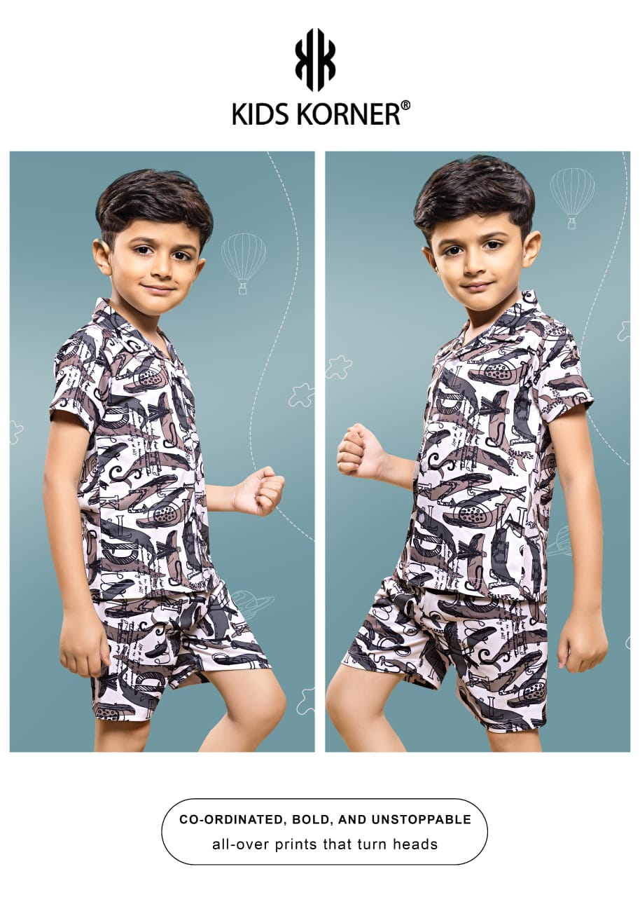 Design 1111 Kids Korner Looper Boys Shorts Set Wholesale Rate