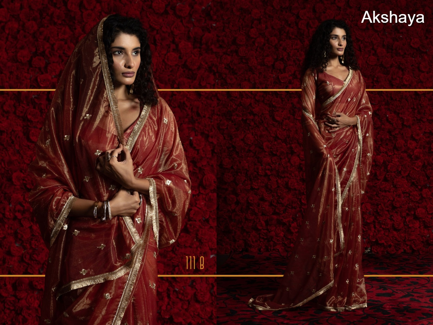 Design 111A To 111E Akshaya Organza Sarees Supplier Ahmedabad