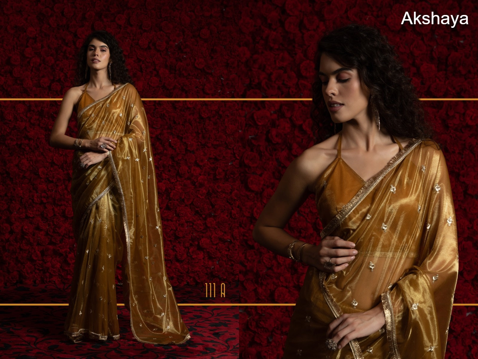 Design 111A To 111E Akshaya Organza Sarees Supplier Ahmedabad