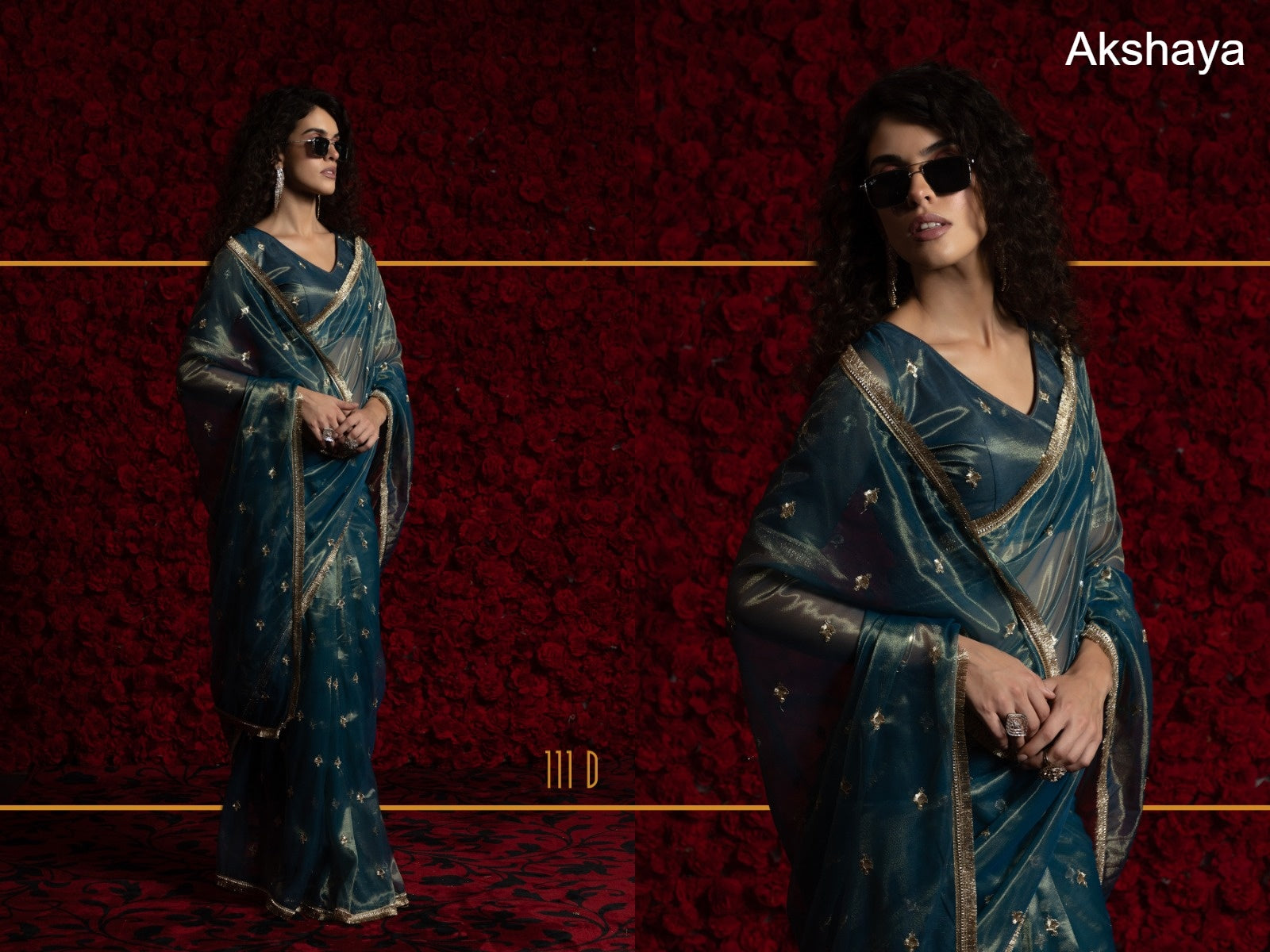 Design 111A To 111E Akshaya Organza Sarees Supplier Ahmedabad