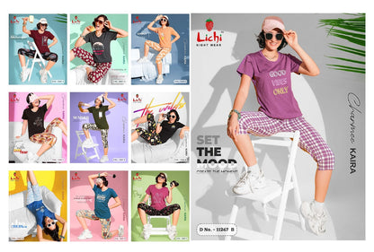 Design 11267 Lichi Hosiery Cotton Capri Night Suits Wholesale Price