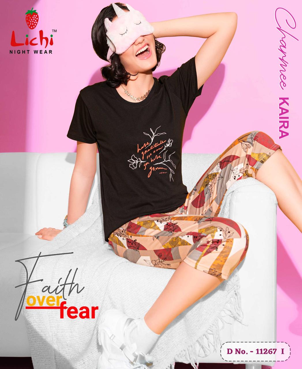 Design 11267 Lichi Hosiery Cotton Capri Night Suits Wholesale Price