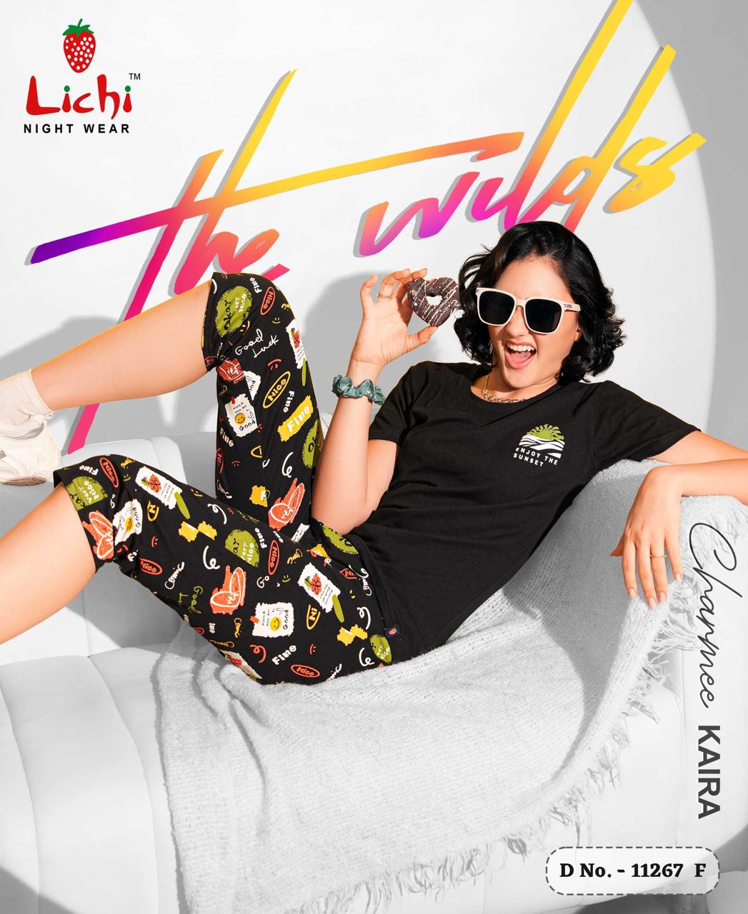 Design 11267 Lichi Hosiery Cotton Capri Night Suits Wholesale Price