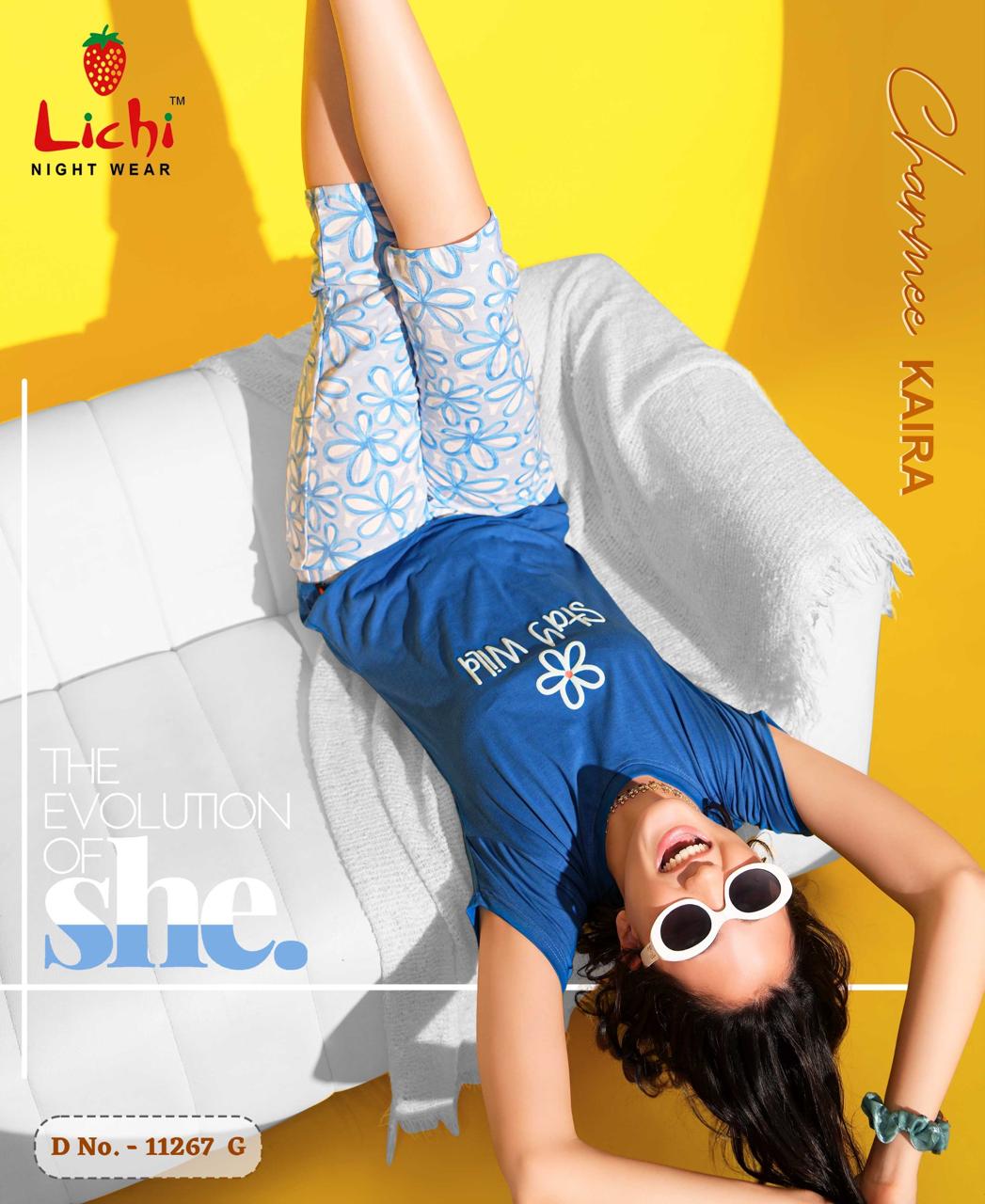 Design 11267 Lichi Hosiery Cotton Capri Night Suits Wholesale Price