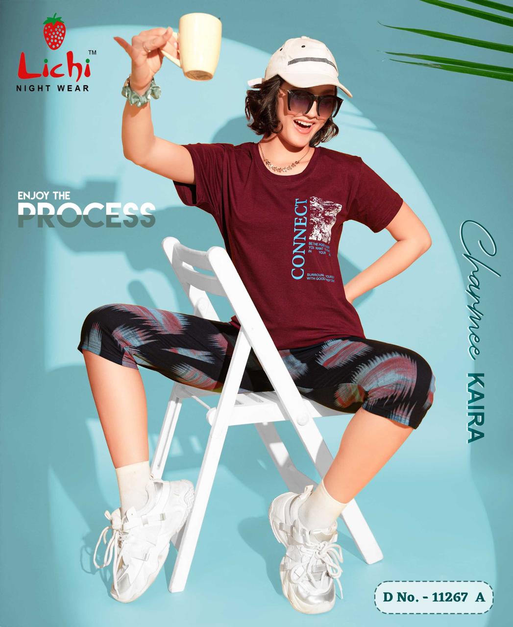 Design 11267 Lichi Hosiery Cotton Capri Night Suits Wholesale Price
