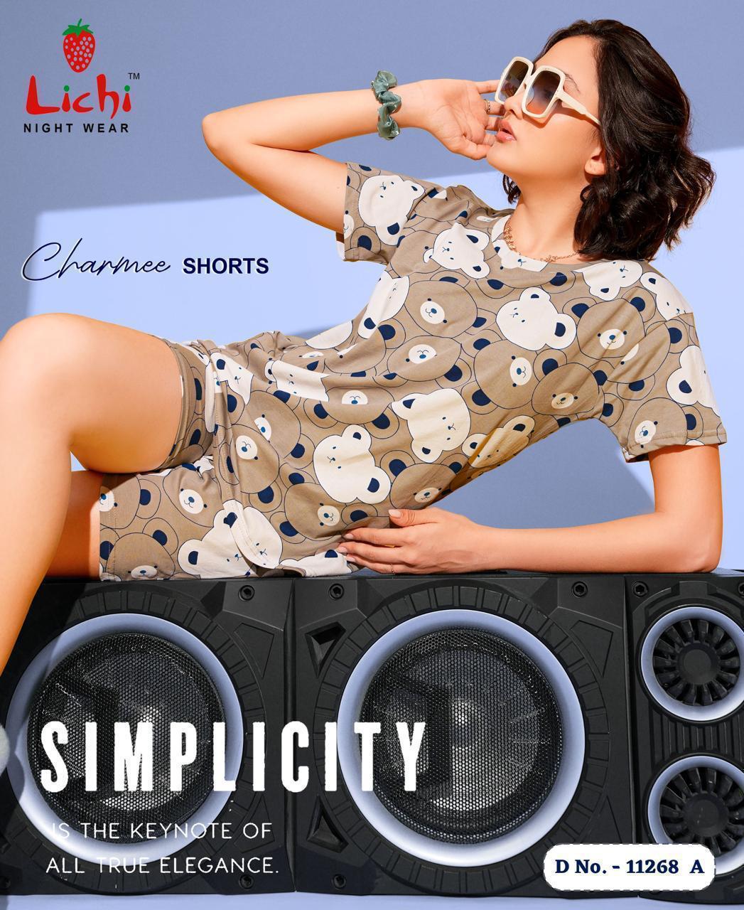 Design 11268 Lichi Cotton Shorts Night Suits Manufacturer Gujarat