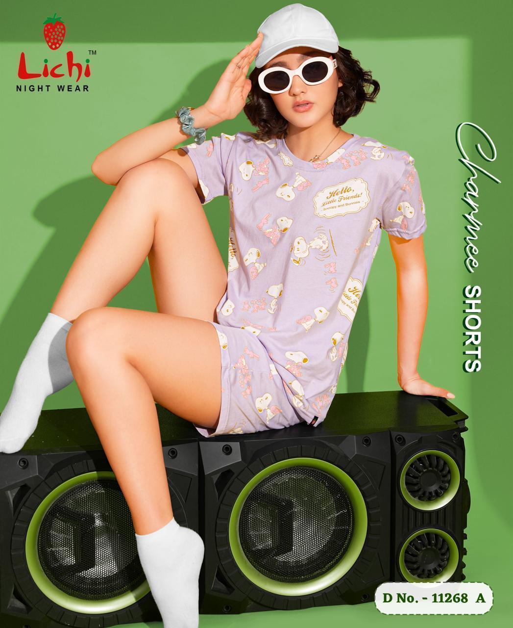 Design 11268 Lichi Cotton Shorts Night Suits Manufacturer Gujarat