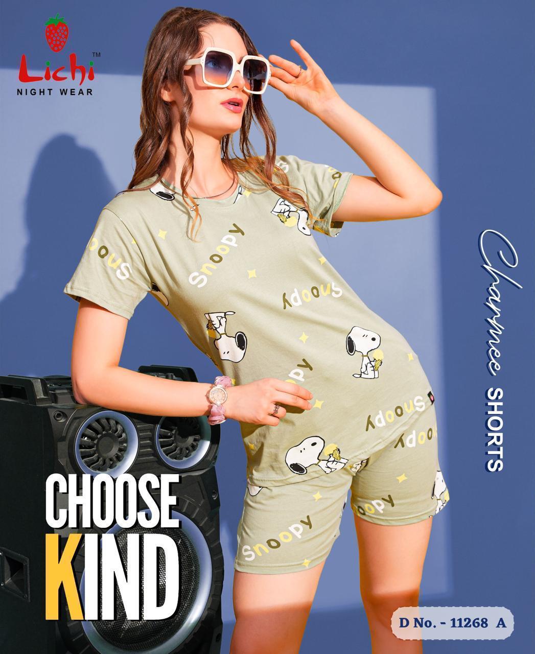 Design 11268 Lichi Cotton Shorts Night Suits Manufacturer Gujarat