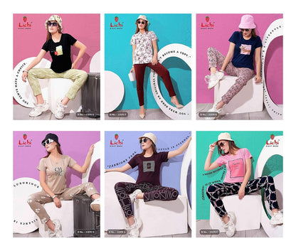 Design 11270 Lichi Hosiery Pyjama Night Suits Wholesale