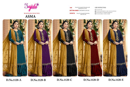 Design 1128 Asma Sajida Georgette Pakistani Salwar Suits Wholesaler Gujarat