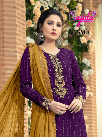 Design 1128 Asma Sajida Georgette Pakistani Salwar Suits Wholesaler Gujarat
