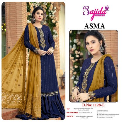Design 1128 Asma Sajida Georgette Pakistani Salwar Suits Wholesaler Gujarat