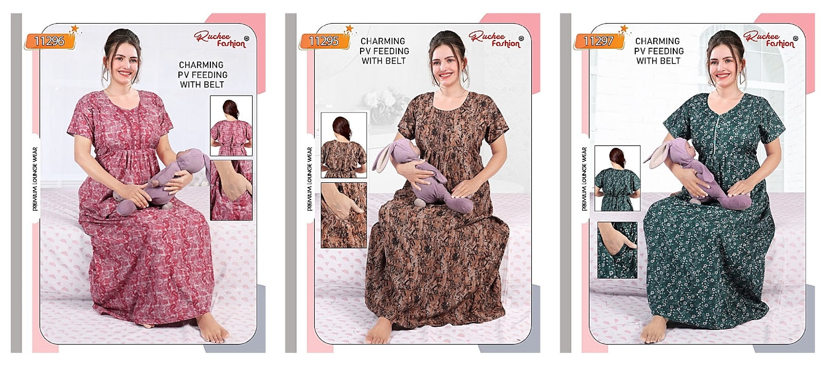 Design 11295-11297 Ruchee Fashion Pv Feeding Night Gown Manufacturer Gujarat