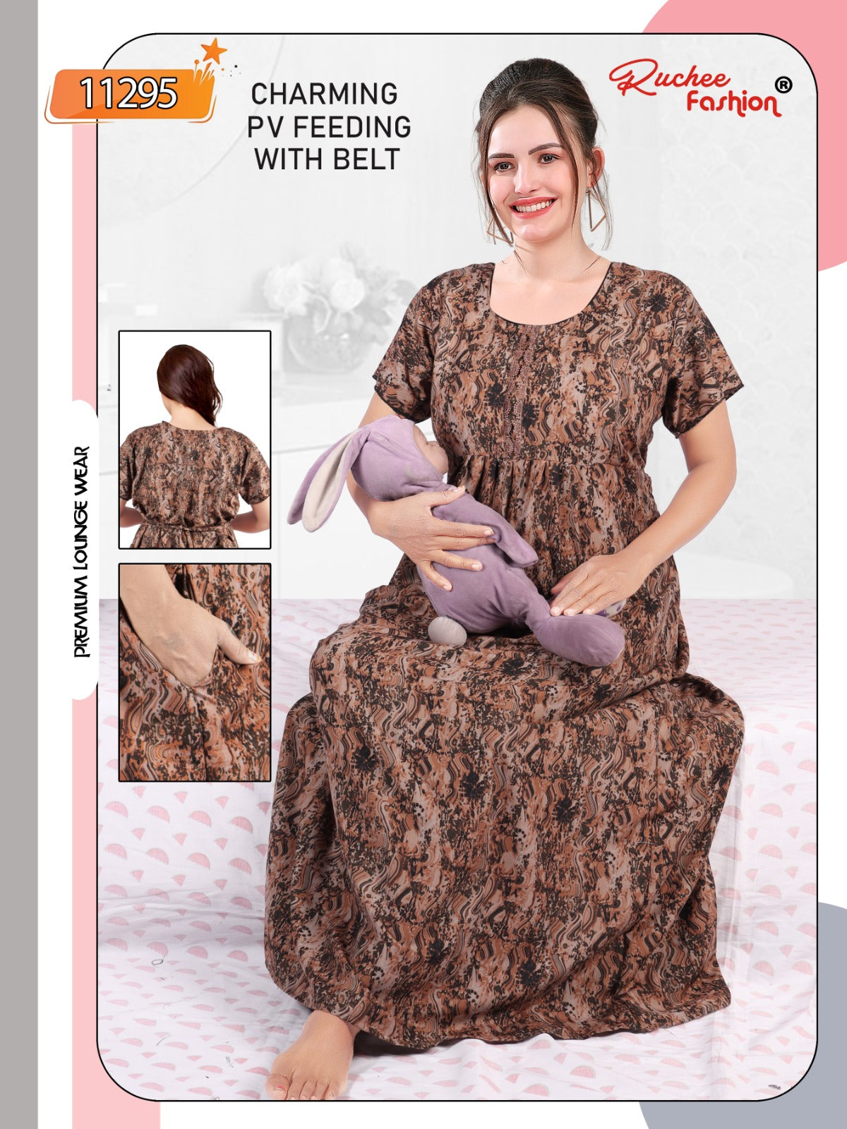 Design 11295-11297 Ruchee Fashion Pv Feeding Night Gown Manufacturer Gujarat