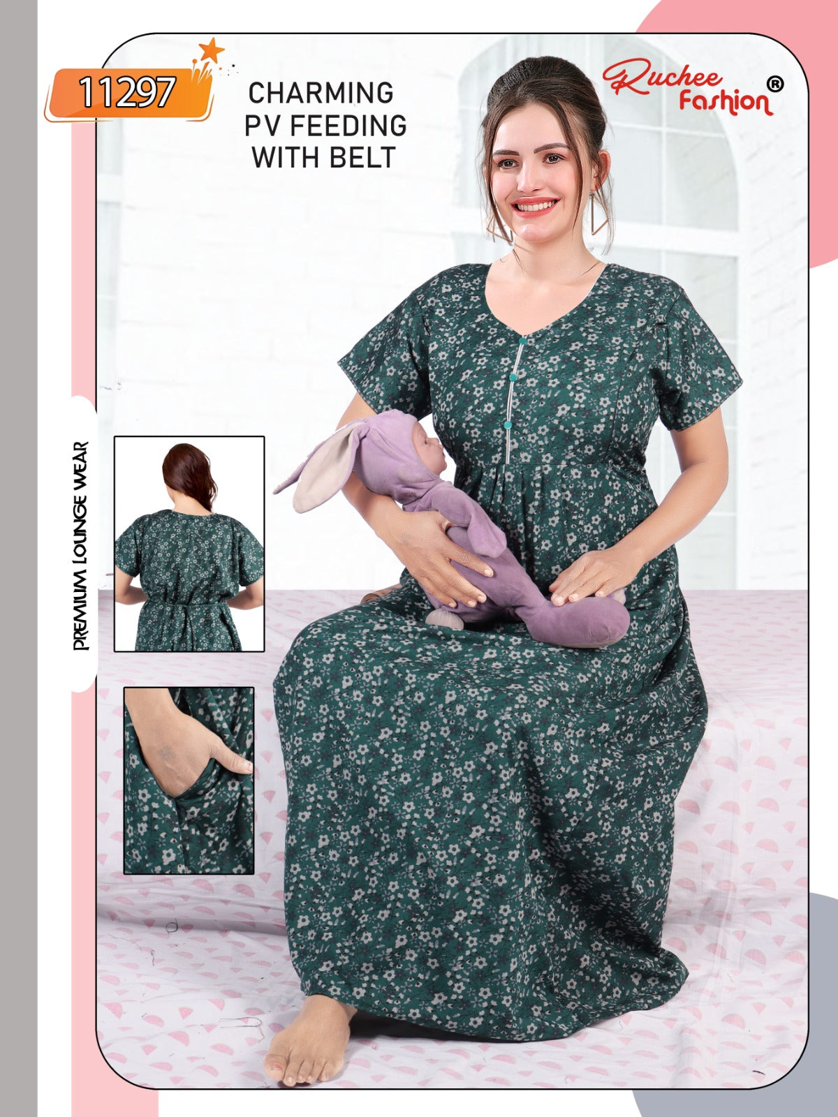Design 11295-11297 Ruchee Fashion Pv Feeding Night Gown Manufacturer Gujarat