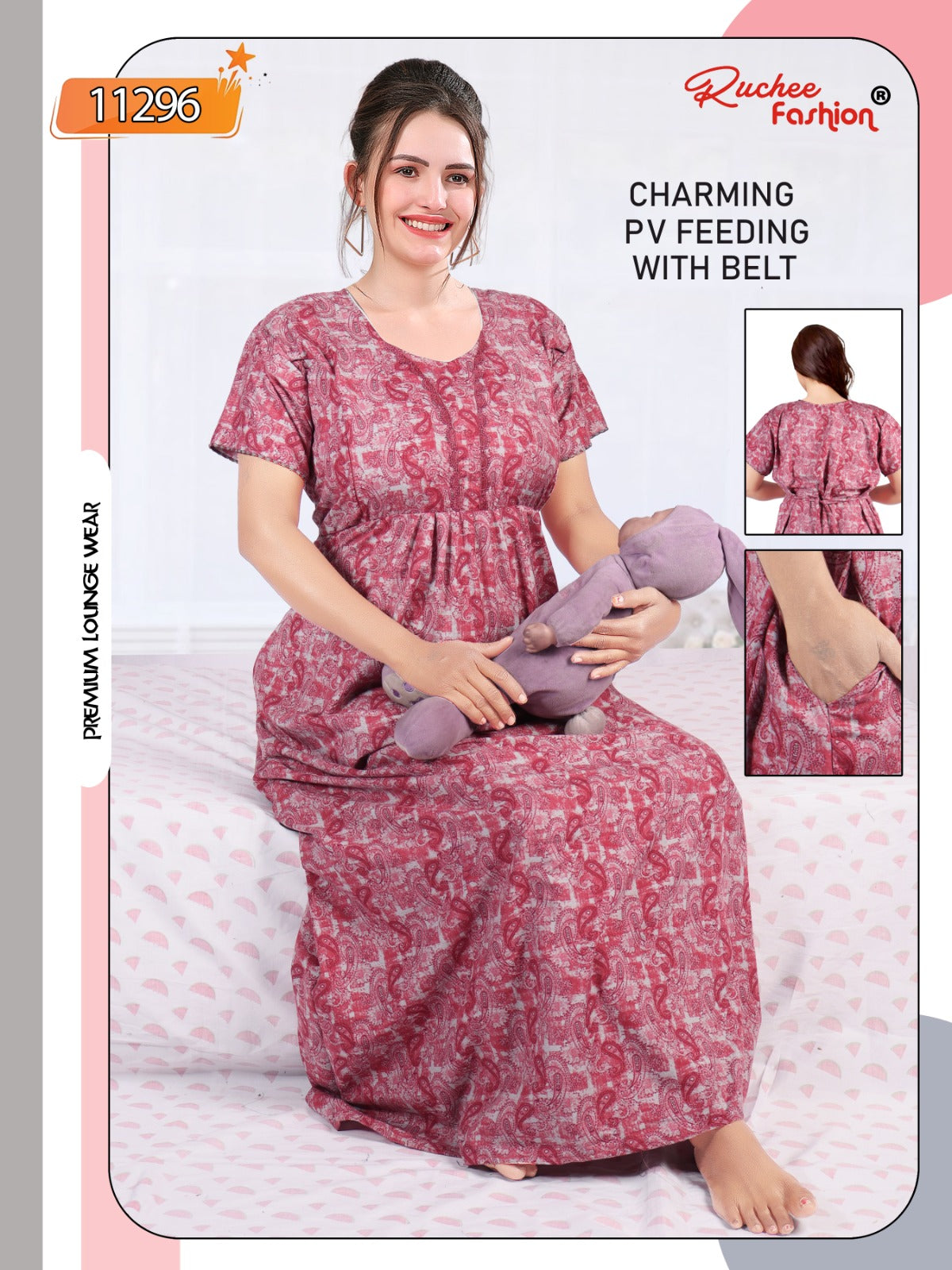 Design 11295-11297 Ruchee Fashion Pv Feeding Night Gown Manufacturer Gujarat