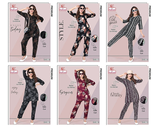 Design 113-118 Kasual Reyon Co Ord Set Exporter