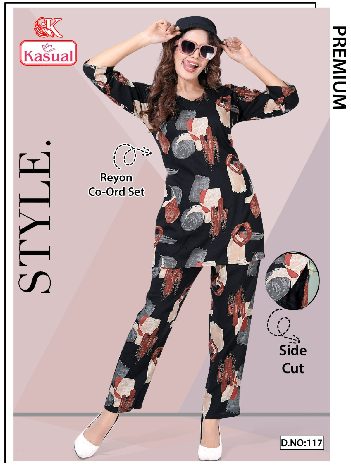 Design 113-118 Kasual Reyon Co Ord Set Exporter