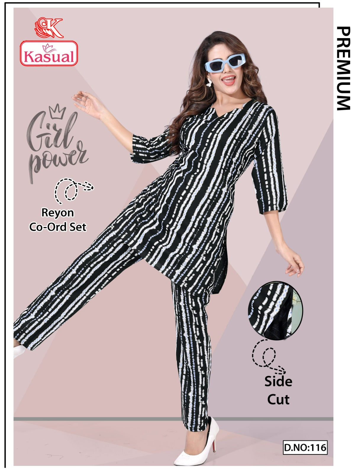 Design 113-118 Kasual Reyon Co Ord Set Exporter