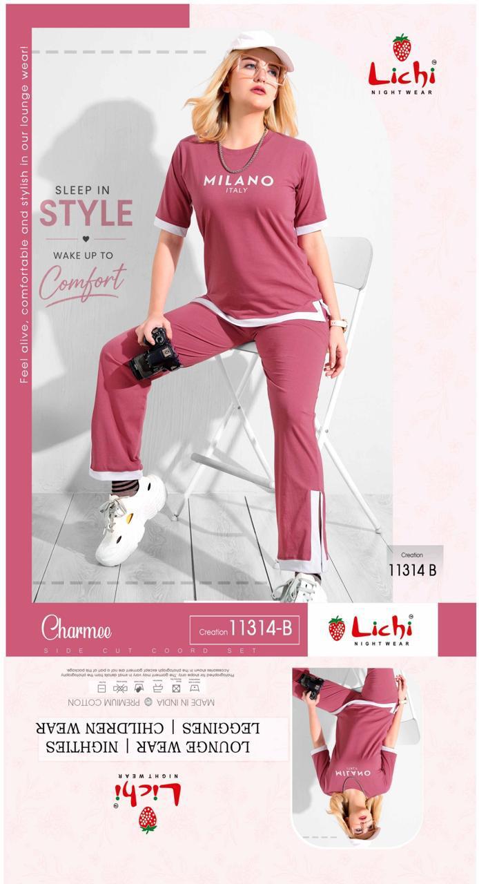 Design 11314 Charmee Lichi Hosiery Co Ord Set Manufacturer Gujarat