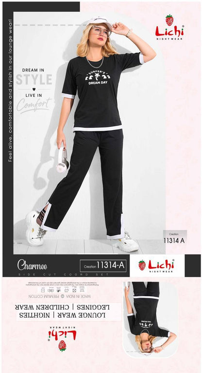 Design 11314 Charmee Lichi Hosiery Co Ord Set Manufacturer Gujarat