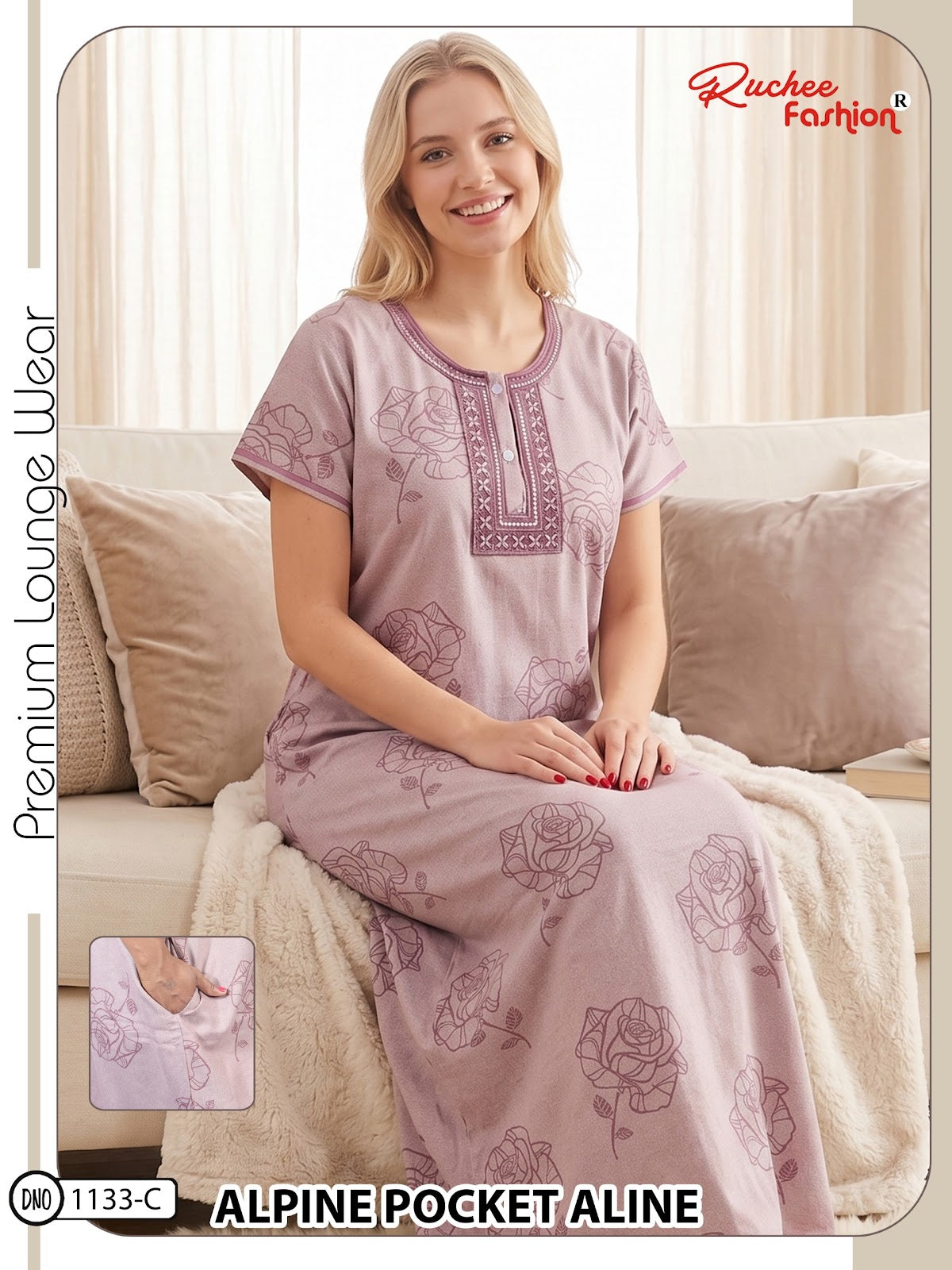 Design 1132-1135 Ruchee Fashion Alpine Night Gowns Wholesaler Gujarat