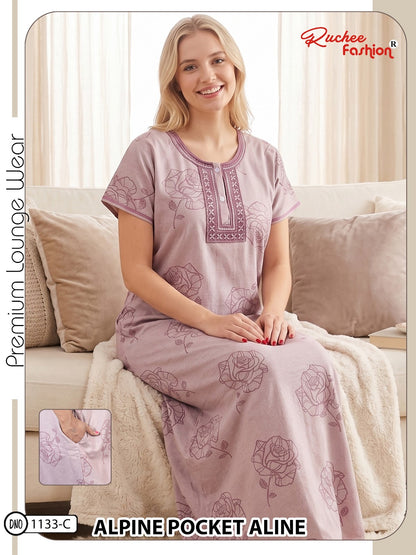 Design 1132-1135 Ruchee Fashion Alpine Night Gowns Wholesaler Gujarat