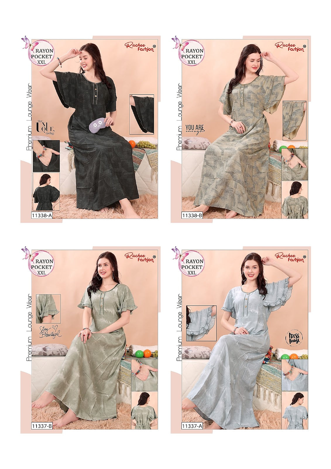 Design 11337-11338 Ruchee Fashion Night Gowns Wholesaler India