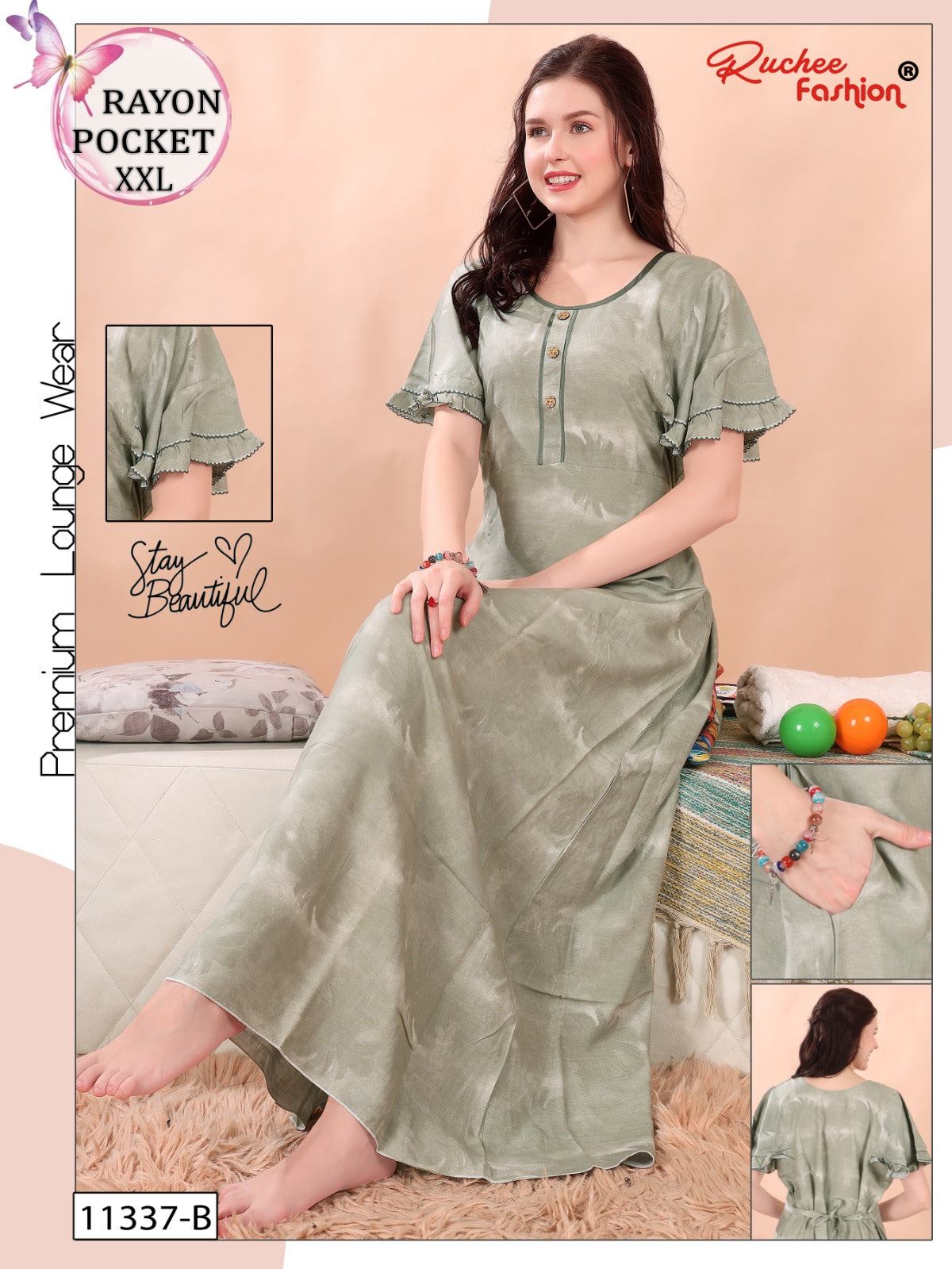 Design 11337-11338 Ruchee Fashion Night Gowns Wholesaler India