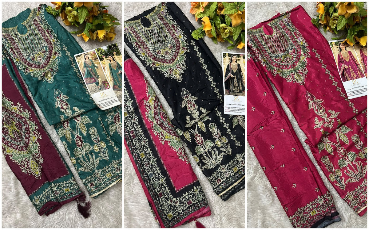 Design 1135 Ziaya Design Viscose Muslin Pakistani Salwar Suits Exporter Ahmedabad