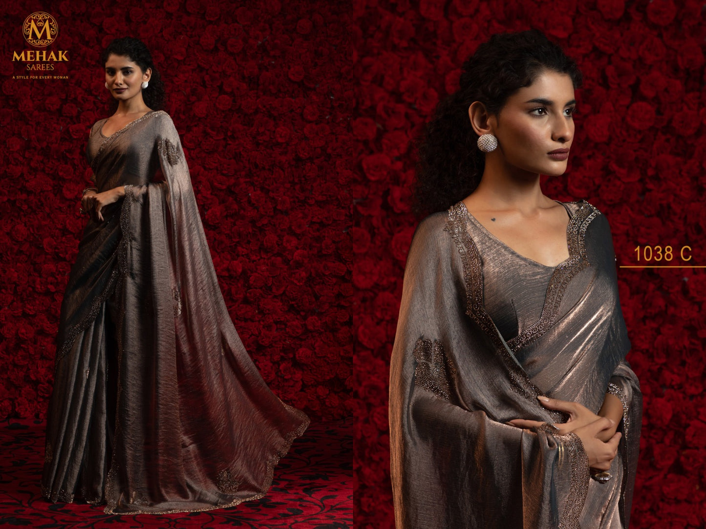 Design 1138A To 1138E Mehek Chiffon Sarees Supplier Gujarat