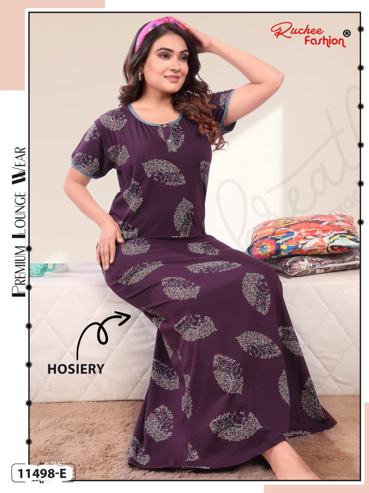 Design 11498 Ruchee Fashion Hosiery Night Gowns Supplier India