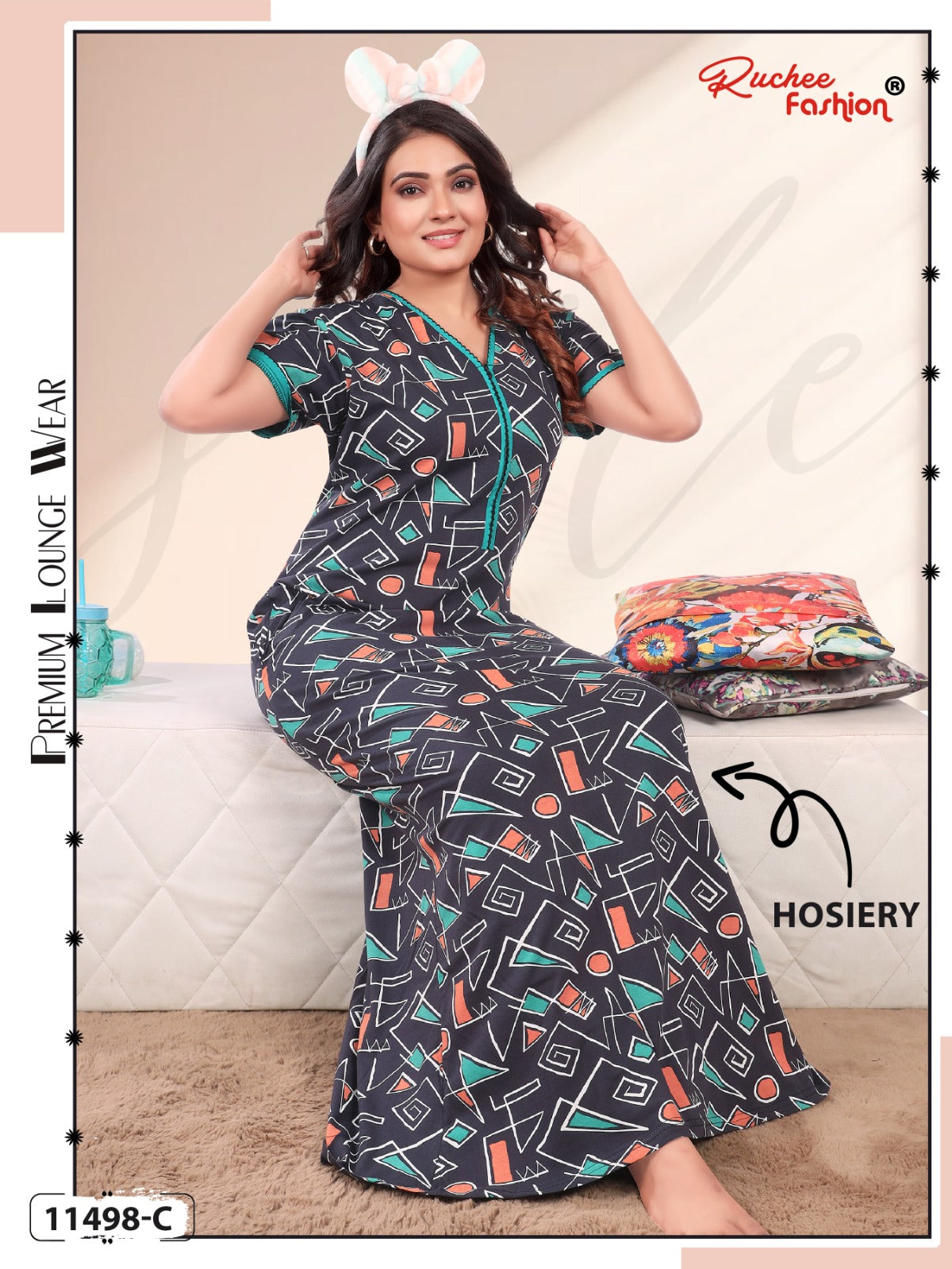 Design 11498 Ruchee Fashion Hosiery Night Gowns Supplier India