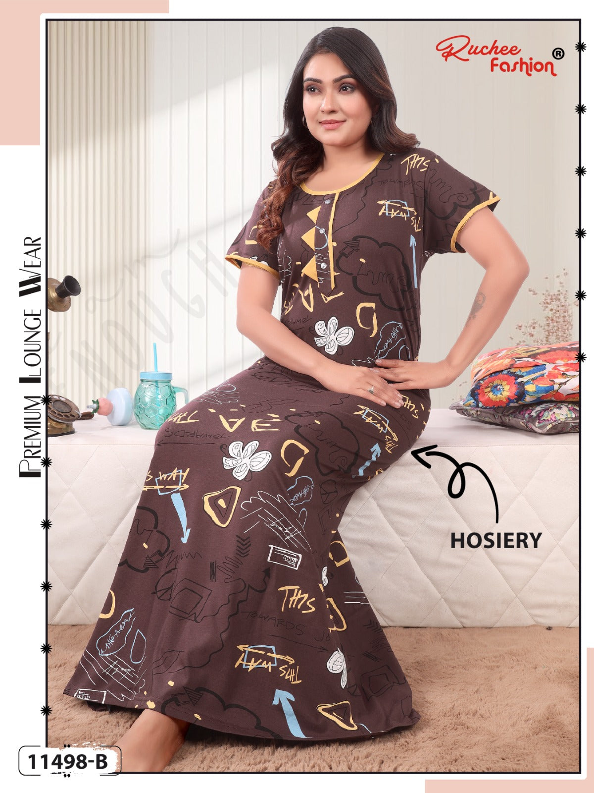 Design 11498 Ruchee Fashion Hosiery Night Gowns Supplier India