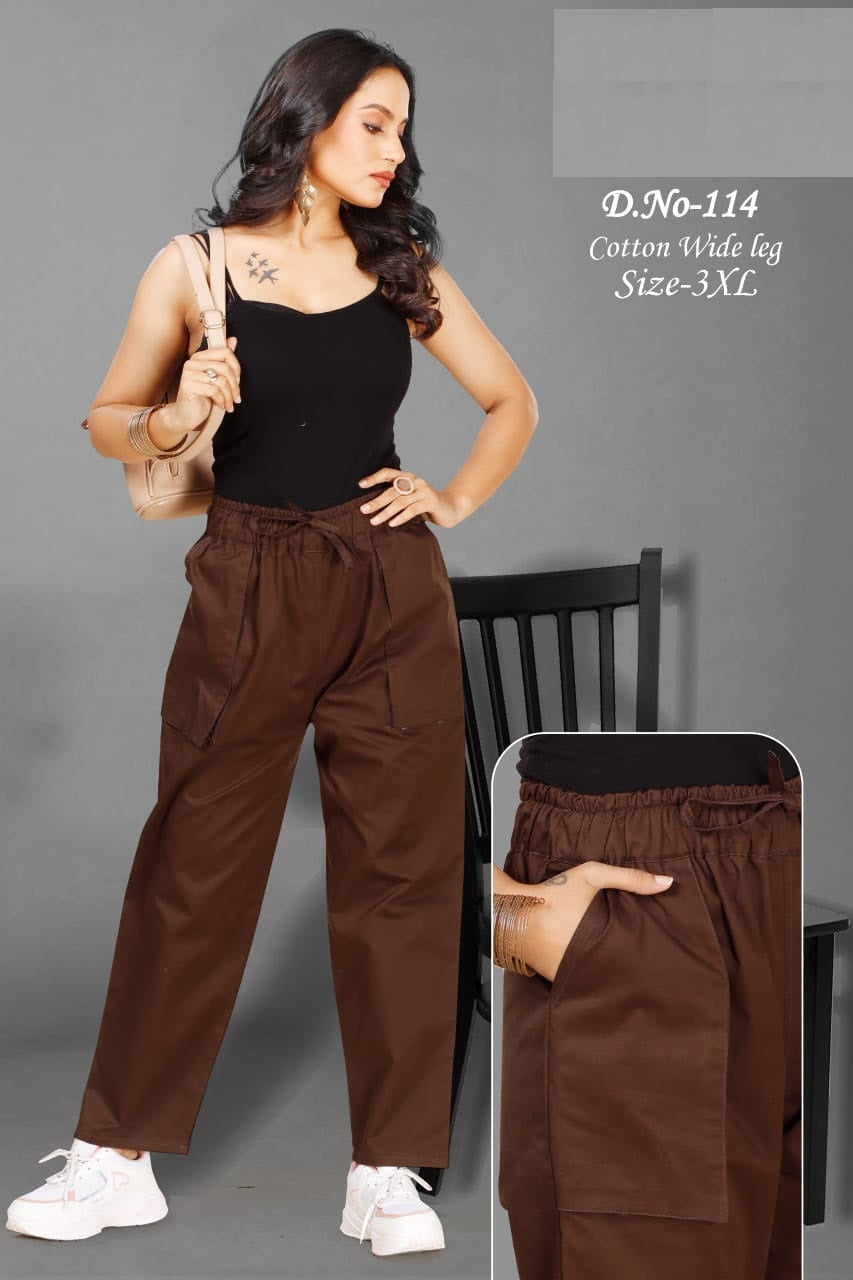 Design 114 Wide Leg Hanso Cotton Women Pants Manufacturer Ahmedabad
