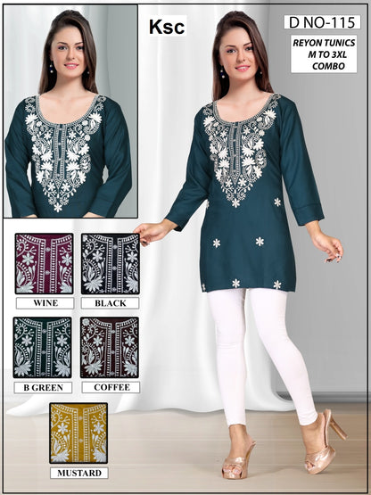 Design 115-117 Ksc Reyon Short Kurtis Exporter Ahmedabad