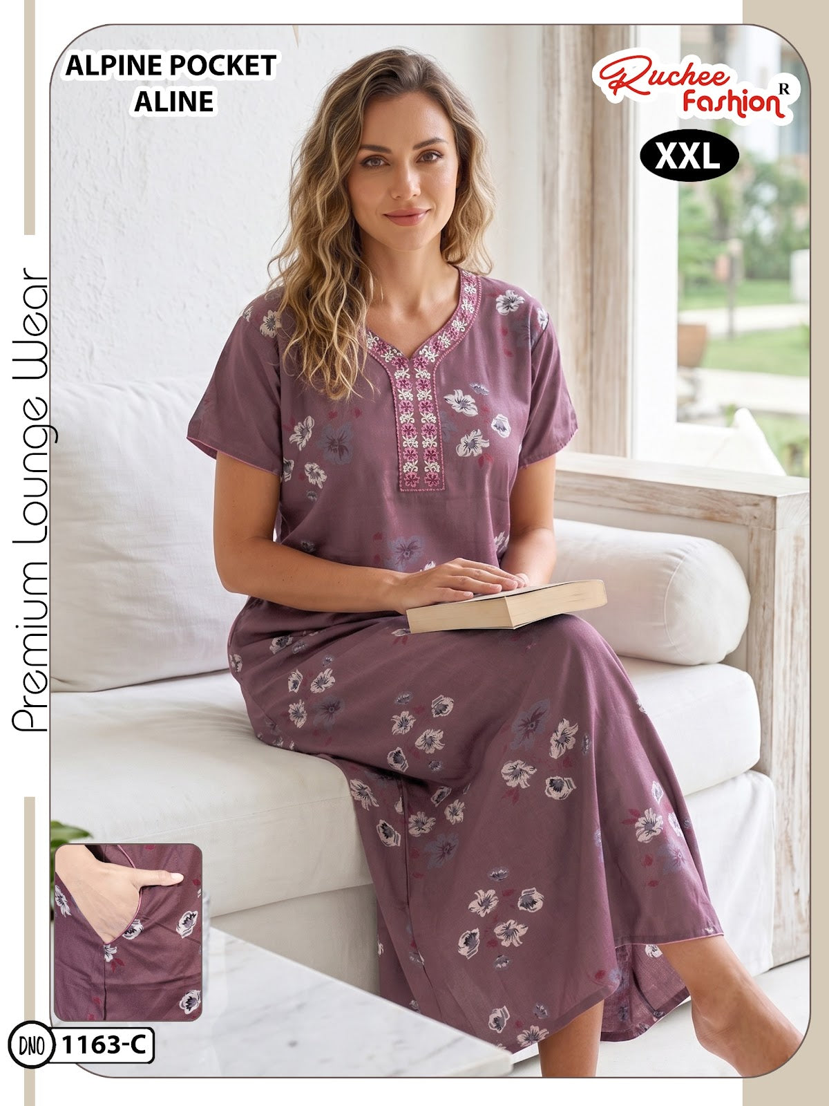 Design 1161-1164 Ruchee Fashion Alpine Night Gowns Wholesaler Gujarat