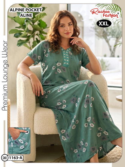 Design 1161-1164 Ruchee Fashion Alpine Night Gowns Wholesaler Gujarat