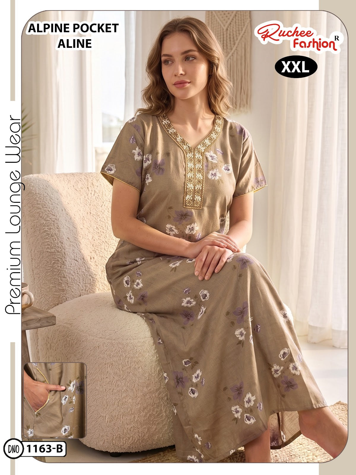 Design 1161-1164 Ruchee Fashion Alpine Night Gowns Wholesaler Gujarat