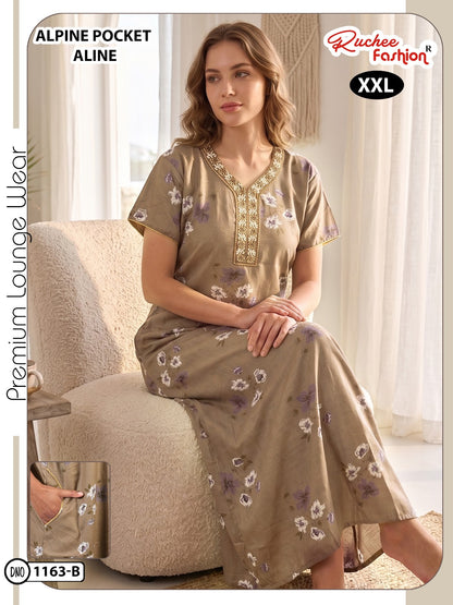 Design 1161-1164 Ruchee Fashion Alpine Night Gowns Wholesaler Gujarat