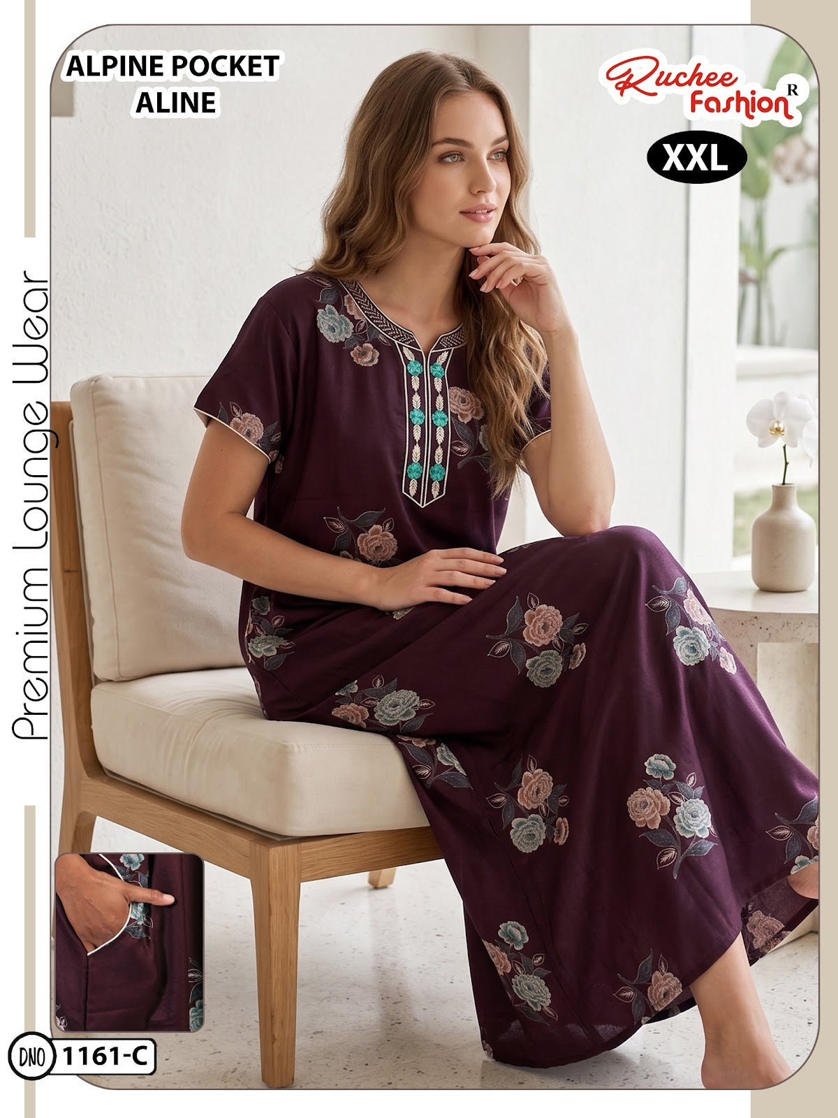 Design 1161-1164 Ruchee Fashion Alpine Night Gowns Wholesaler Gujarat